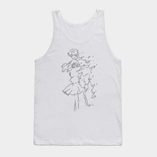 girl and boy hugging getting blown away by the wind Tank Top